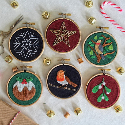 Christmas Bauble Embroidery Kit - Robin